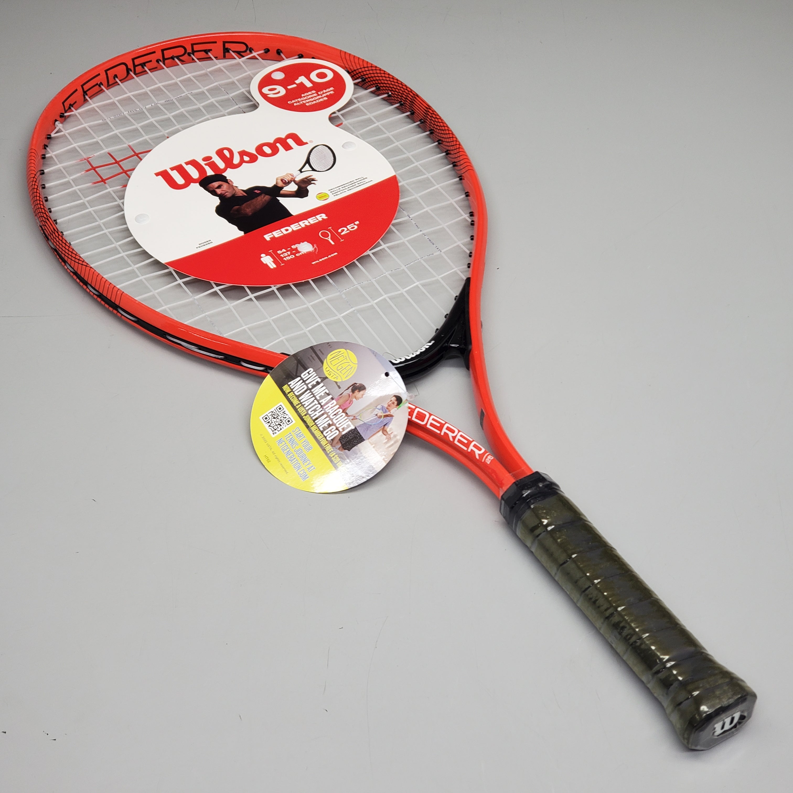 WILSON Federer Junior 25" Tennis Racquet (Ages 9–10) Red/Black