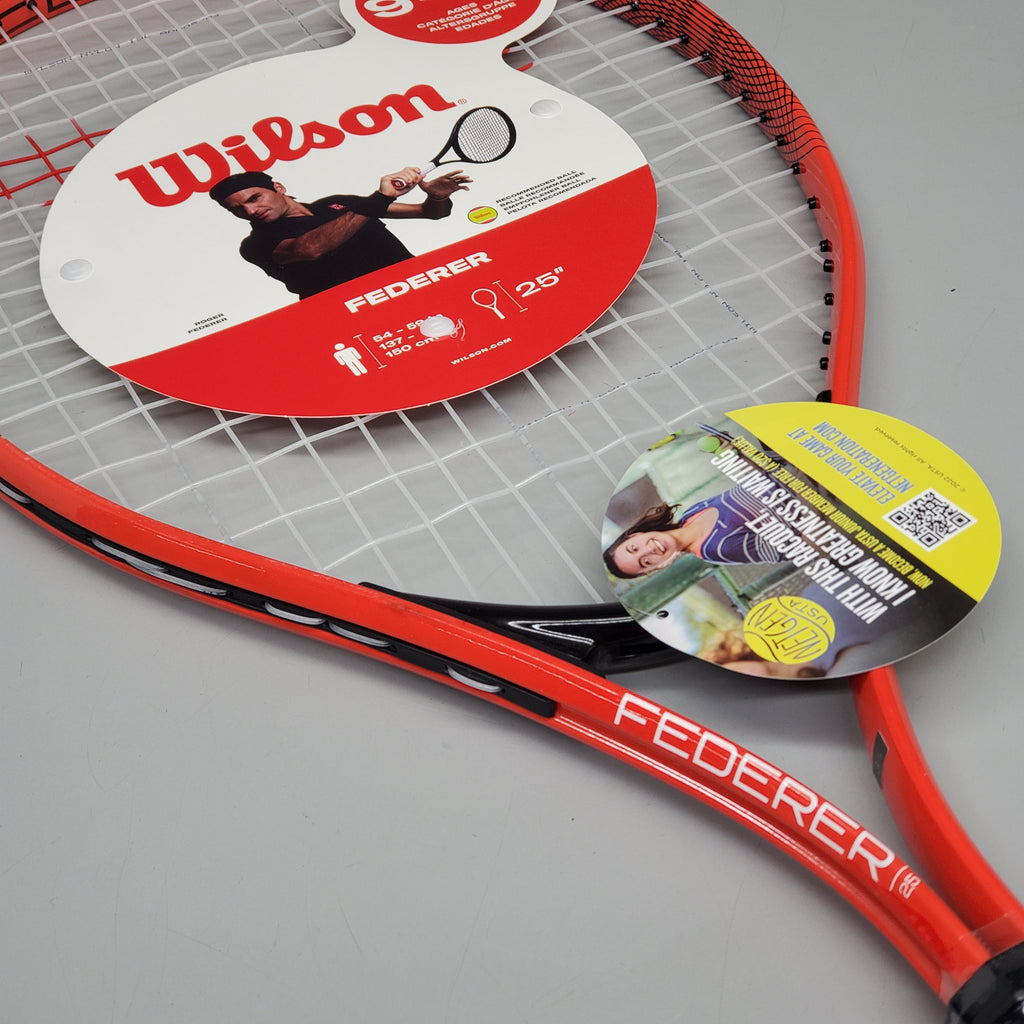 WILSON Federer Junior 25" Tennis Racquet (Ages 9–10) Red/Black