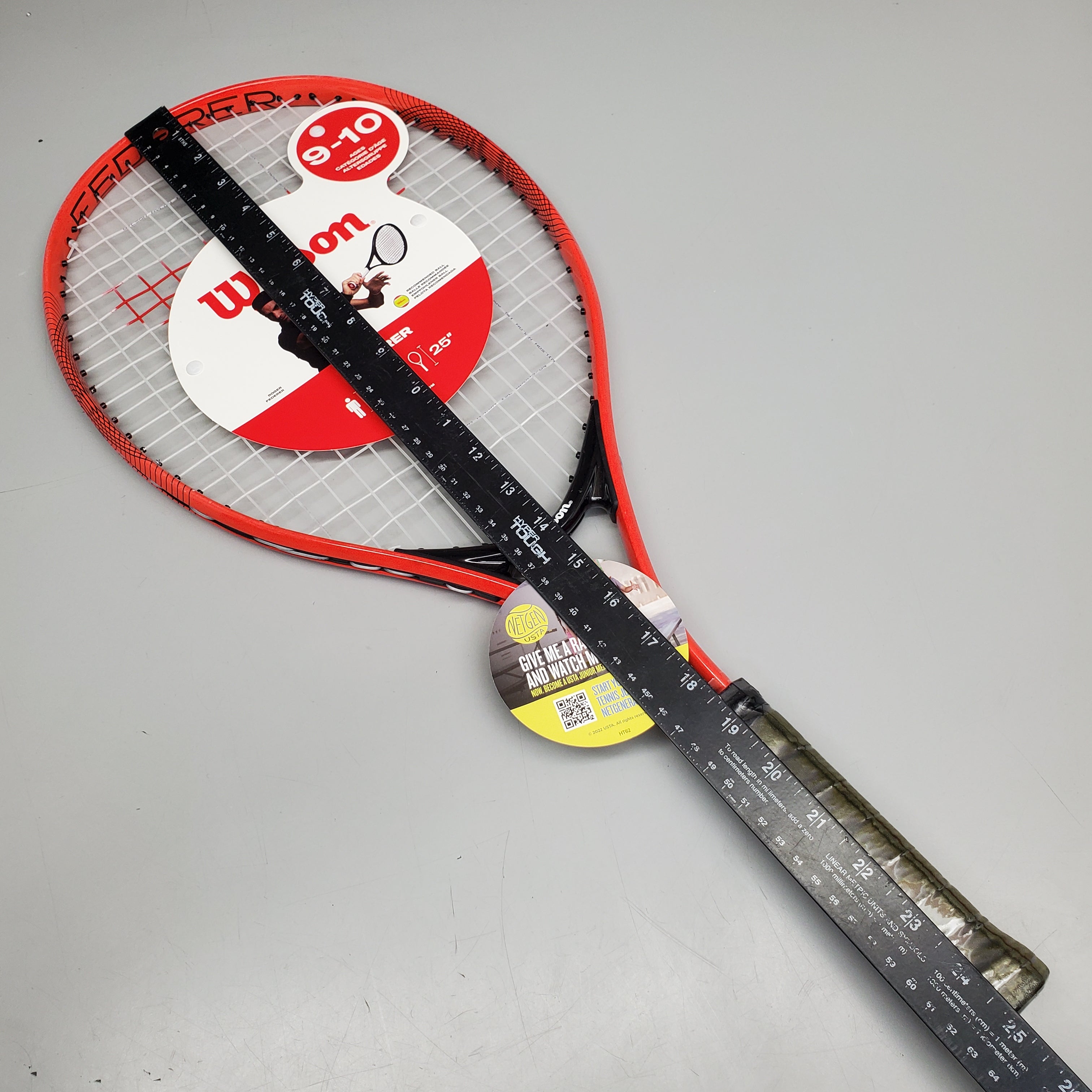 WILSON Federer Junior 25" Tennis Racquet (Ages 9–10) Red/Black